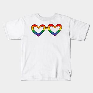 Rainbow gay pride flag heart sunglasses Kids T-Shirt